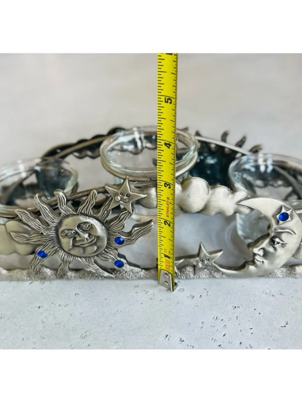 VTG Spoontiques Pewter Tea Light Votive Candle Holder Celestial Sun Moon Stars - Picture 7 of 9